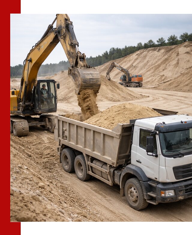 Доставка карьерного песка с самосвалами и разгрузкой в Темрюке