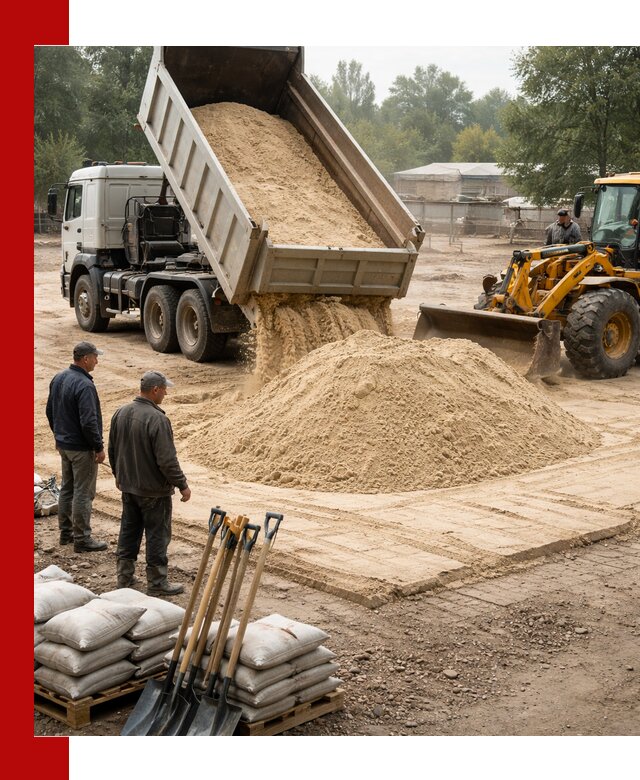 Доставка мытого песка в Темрюке с самосвалами по выгодной цене