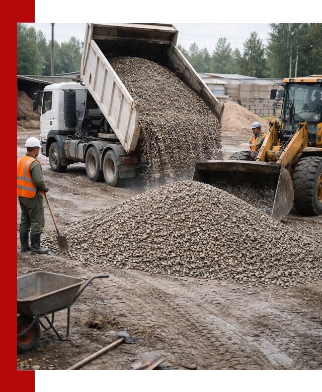 Мытый гравий с доставкой в Темрюке от карьера до участка