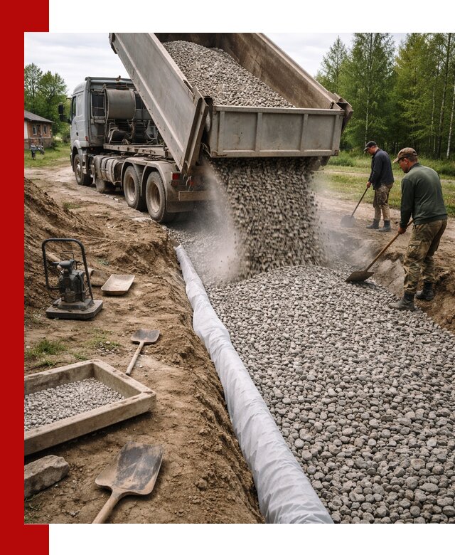 Гравий для дренажа с доставкой в Темрюке качественный и недорогой