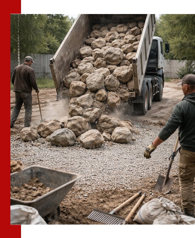 Доставка и укладка булыжника в Темрюке