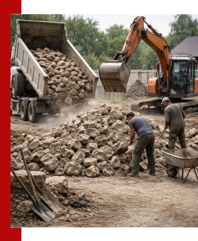 Доставка и разгрузка бутового камня в Темрюке