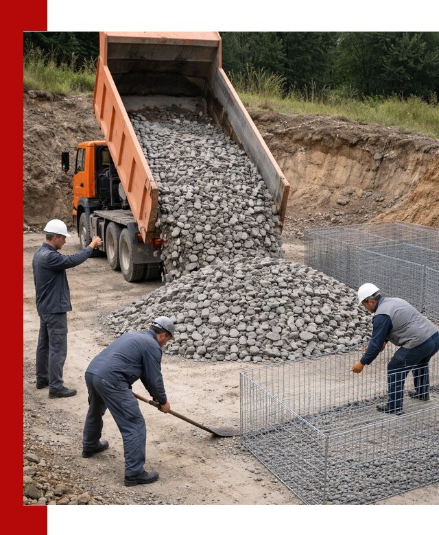 Камень для габионов с доставкой в Темрюке быстро и надёжно