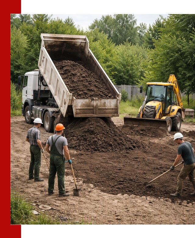 Доставка и укладка грунта для выравнивания участка в Темрюке
