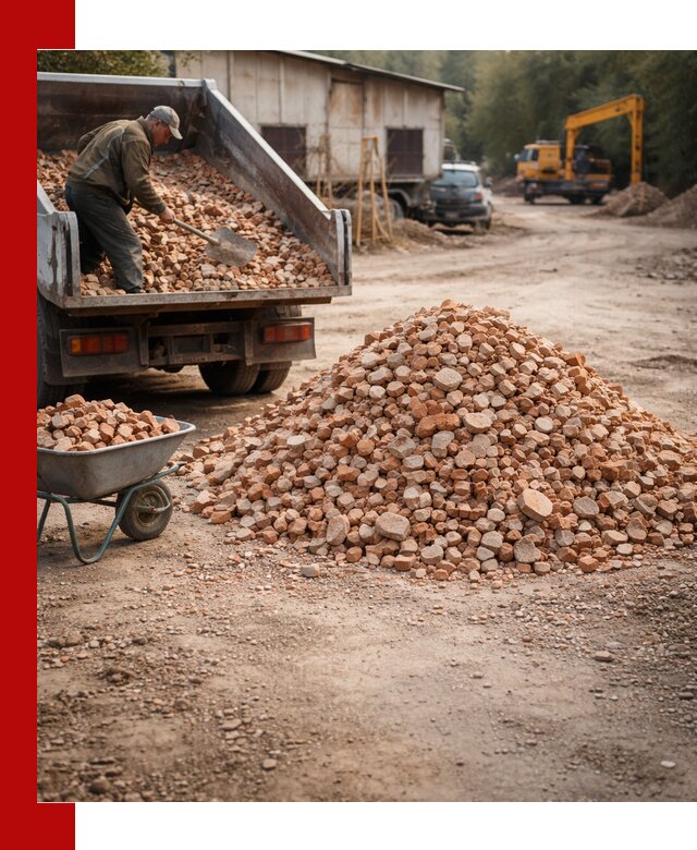 Доставка и подушка из боя кирпича с разгрузкой в Темрюке