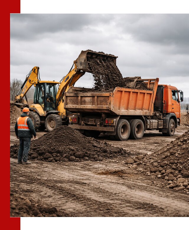 Вывоз грунта и строительного мусора в Темрюке грузовыми самосвалами