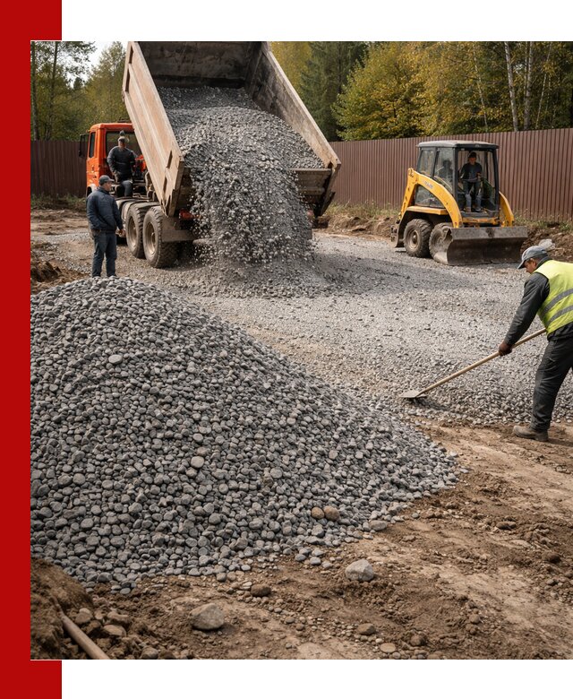 Отсыпка участка щебнем с доставкой и уплотнением в Темрюке